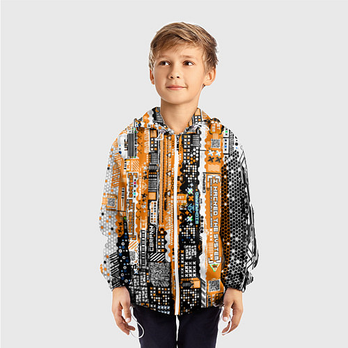 Детская ветровка Киберпанк паттерн жёлтый / 3D-Белый – фото 3