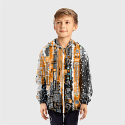 Ветровка с капюшоном детская Киберпанк паттерн жёлтый, цвет: 3D-белый — фото 2