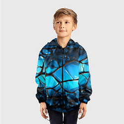 Ветровка с капюшоном детская Синяя текстура объемных плит, цвет: 3D-черный — фото 2