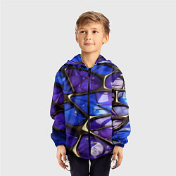 Ветровка с капюшоном детская Синие и фиолетовые плиты, цвет: 3D-черный — фото 2