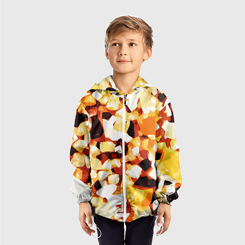 Детская ветровка Жёлто-белая абстракция на чёрном фоне / 3D-Белый – фото 3