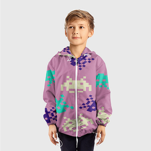 Детская ветровка Пиксели фильтр / 3D-Белый – фото 3