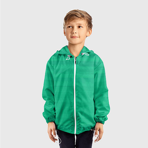 Детская ветровка Изумрудный зелёный однотонный с полосами / 3D-Белый – фото 3