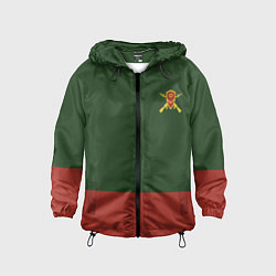 Ветровка с капюшоном детская Мотострелковые войска: герб со щитом, цвет: 3D-черный