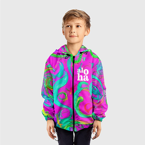 Детская ветровка Abstract floral pattern - aloha / 3D-Черный – фото 3