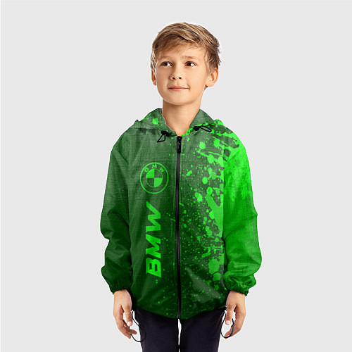 Детская ветровка BMW - green gradient по-вертикали / 3D-Черный – фото 3