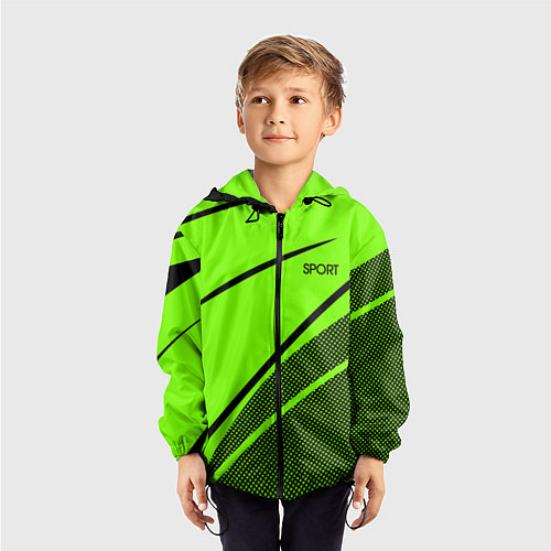 Детская ветровка Sport ярко-зелёный с чёрным точечный / 3D-Черный – фото 3