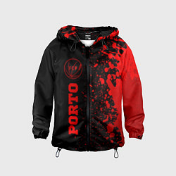 Ветровка с капюшоном детская Porto - red gradient по-вертикали, цвет: 3D-черный