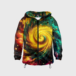 Ветровка с капюшоном детская Neon space - ai art fantasy, цвет: 3D-черный