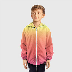 Ветровка с капюшоном детская Жёлто-красный градиент в мелкий горошек, цвет: 3D-белый — фото 2