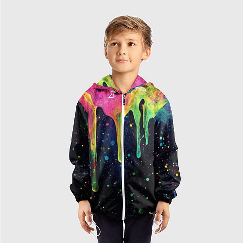 Детская ветровка Разноцветные потеки краски / 3D-Белый – фото 3