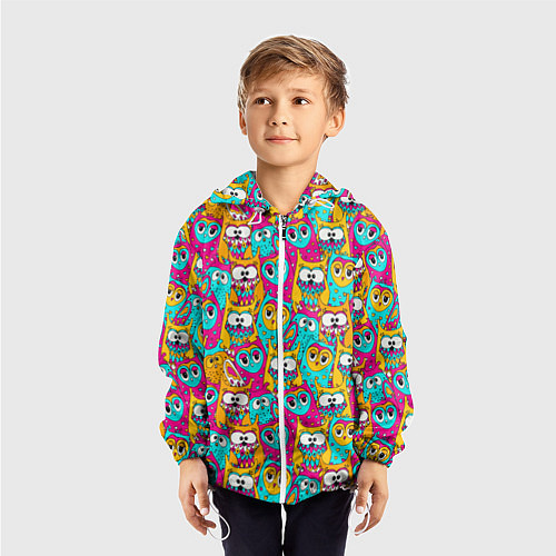 Детская ветровка Разноцветные совы мультяшные / 3D-Белый – фото 3