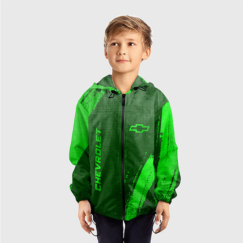 Детская ветровка Chevrolet - green gradient вертикально / 3D-Черный – фото 3