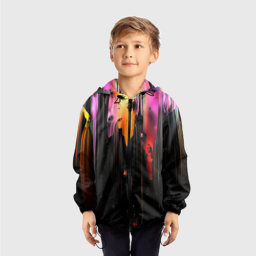 Детская ветровка Разноцветная рельефная краска текстура / 3D-Черный – фото 3