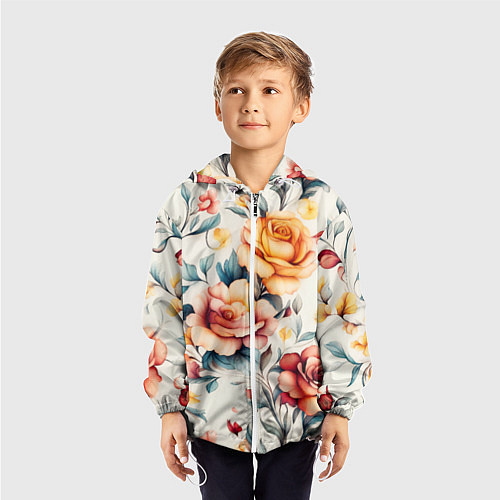Детская ветровка Паттерн с переплетением цветов / 3D-Белый – фото 3