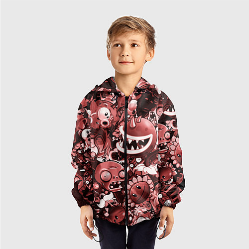 Детская ветровка Растения против зомби в красном цвете / 3D-Черный – фото 3
