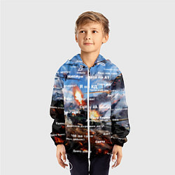 Ветровка с капюшоном детская Сленг геймеров танкистов, цвет: 3D-белый — фото 2