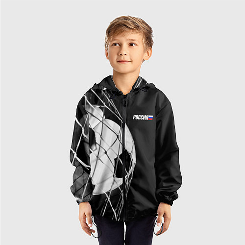 Детская ветровка Футбольный мяч в сетке ворот / 3D-Черный – фото 3