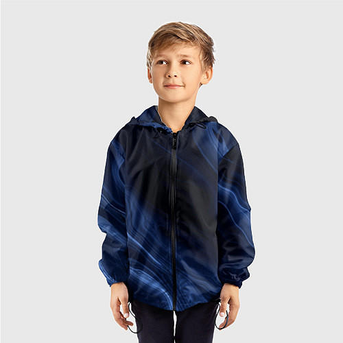 Детская ветровка Тёмный синий абстракция дымчатый / 3D-Черный – фото 3