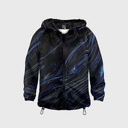 Ветровка с капюшоном детская Чёрно-синий абстракция линии, цвет: 3D-черный
