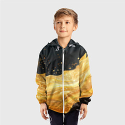 Ветровка с капюшоном детская Золотистая материя на черном фоне, цвет: 3D-белый — фото 2