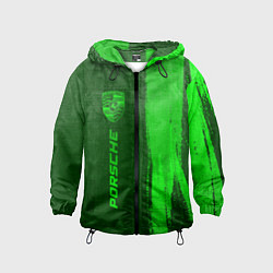 Ветровка с капюшоном детская Porsche - green gradient по-вертикали, цвет: 3D-черный