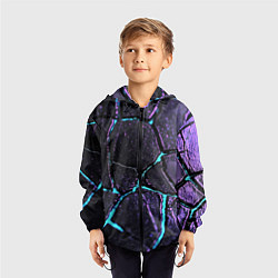 Ветровка с капюшоном детская Фиолетовые плиты с голубым свечением, цвет: 3D-черный — фото 2