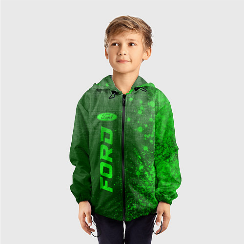 Детская ветровка Ford - green gradient по-вертикали / 3D-Черный – фото 3
