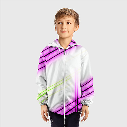 Детская ветровка Green white pink line / 3D-Белый – фото 3