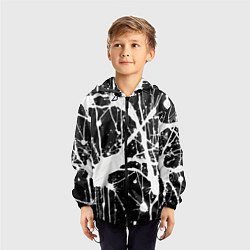 Ветровка с капюшоном детская Брызги белой краски, цвет: 3D-черный — фото 2