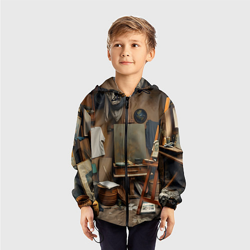 Детская ветровка Мастерская художника / 3D-Черный – фото 3