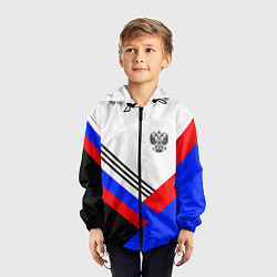 Ветровка с капюшоном детская Герб России - минимализм, цвет: 3D-черный — фото 2