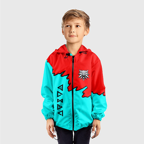 Детская ветровка Ведьмак краски логотип / 3D-Черный – фото 3