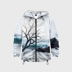 Ветровка с капюшоном детская Дерево в море, цвет: 3D-черный
