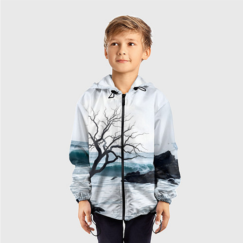 Детская ветровка Дерево в море / 3D-Черный – фото 3
