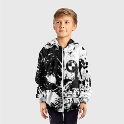 Ветровка с капюшоном детская BMW черно белые краски, цвет: 3D-белый — фото 2