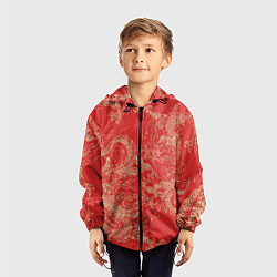 Ветровка с капюшоном детская Золотые драконы на красном, цвет: 3D-черный — фото 2
