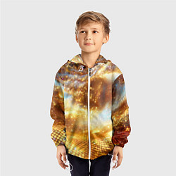 Ветровка с капюшоном детская Блестящая золотая текстура, цвет: 3D-белый — фото 2