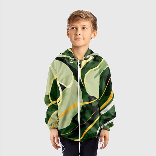 Детская ветровка Зеленый природный паттерн / 3D-Белый – фото 3