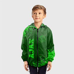 Ветровка с капюшоном детская Ajax - green gradient вертикально, цвет: 3D-черный — фото 2