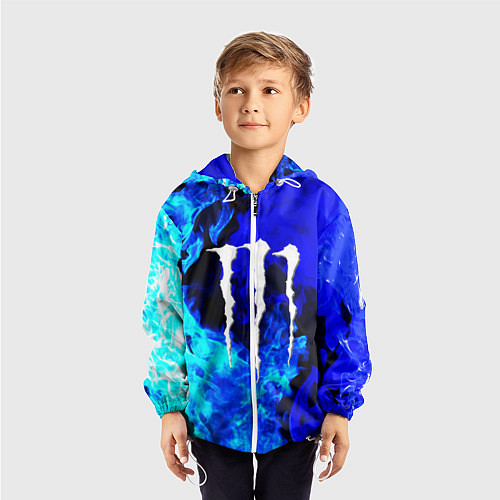 Детская ветровка Monster energy синий дым / 3D-Белый – фото 3