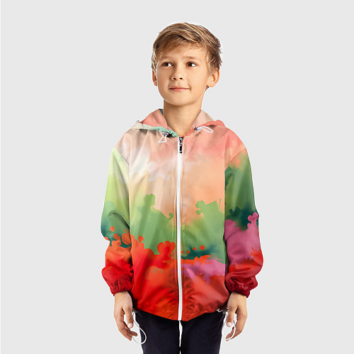 Детская ветровка Красные и зеленые облака / 3D-Белый – фото 3