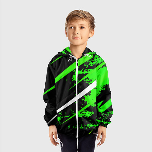 Детская ветровка Color black and green / 3D-Белый – фото 3