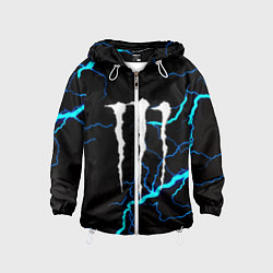 Ветровка с капюшоном детская Monster energy неоновые молнии, цвет: 3D-белый