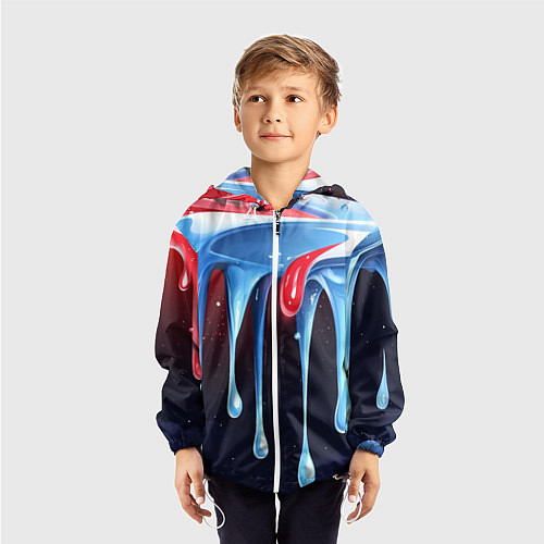 Детская ветровка Синие и красные слизи текстура / 3D-Белый – фото 3