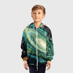 Ветровка с капюшоном детская Зеленая вселенная, цвет: 3D-белый — фото 2