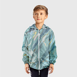 Ветровка с капюшоном детская Холодный голубой абстракция, цвет: 3D-белый — фото 2