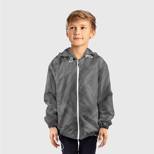 Детская ветровка Серая текстура каменная мрамор / 3D-Белый – фото 3