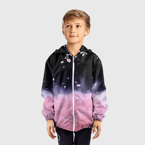 Детская ветровка Розовая текстура с лепестками / 3D-Белый – фото 3