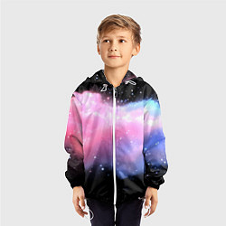 Ветровка с капюшоном детская Розово-голубое облако на черном фоне, цвет: 3D-белый — фото 2